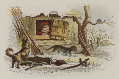 Jeune enfant observant des animaux depuis une cachette - Oskar Pletsch